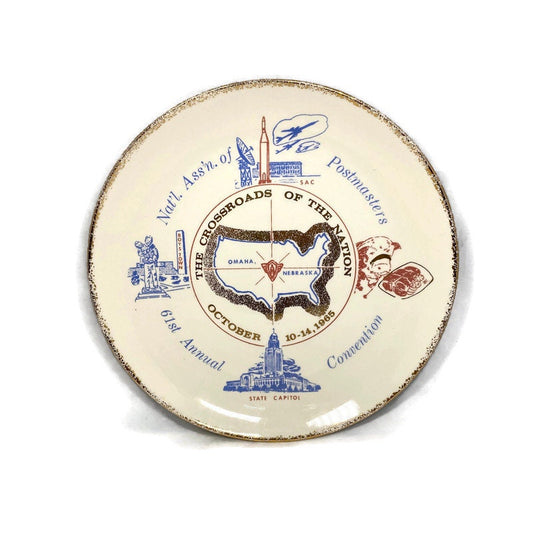 Midcentury Postmasters Convention Plate, Omaha Nebraska at Duckwells