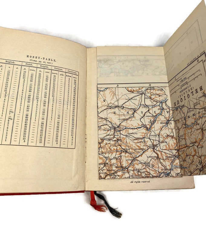 Antique 1910 Baedeker's Guide Book Belgium and Holland