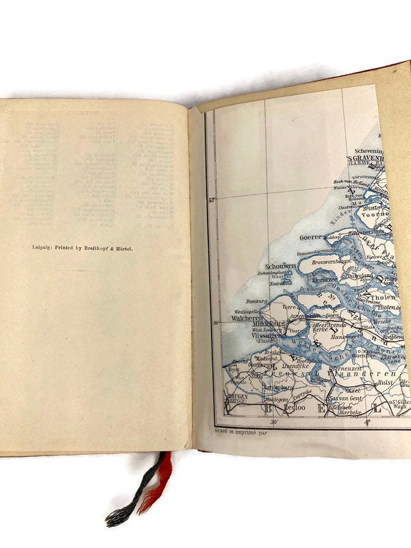 Antique 1910 Baedeker's Guide Book Belgium and Holland