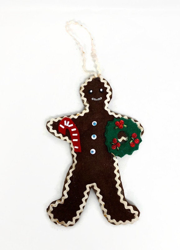 Vintage Christmas Gingerbread Felt Ornament
