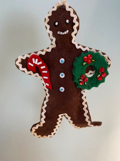 Vintage Christmas Gingerbread Felt Ornament