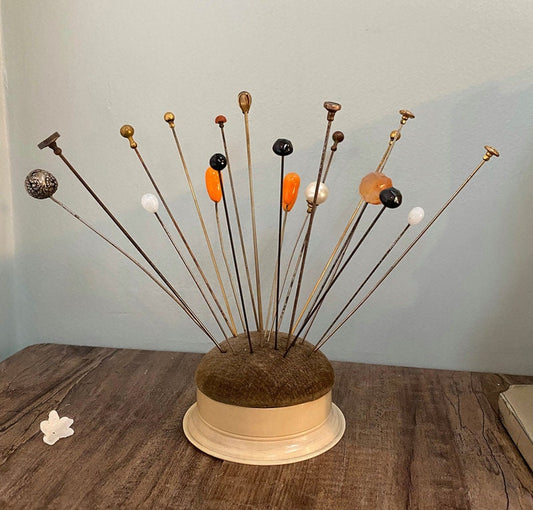 Antique Hatpin Holder and Hatpins