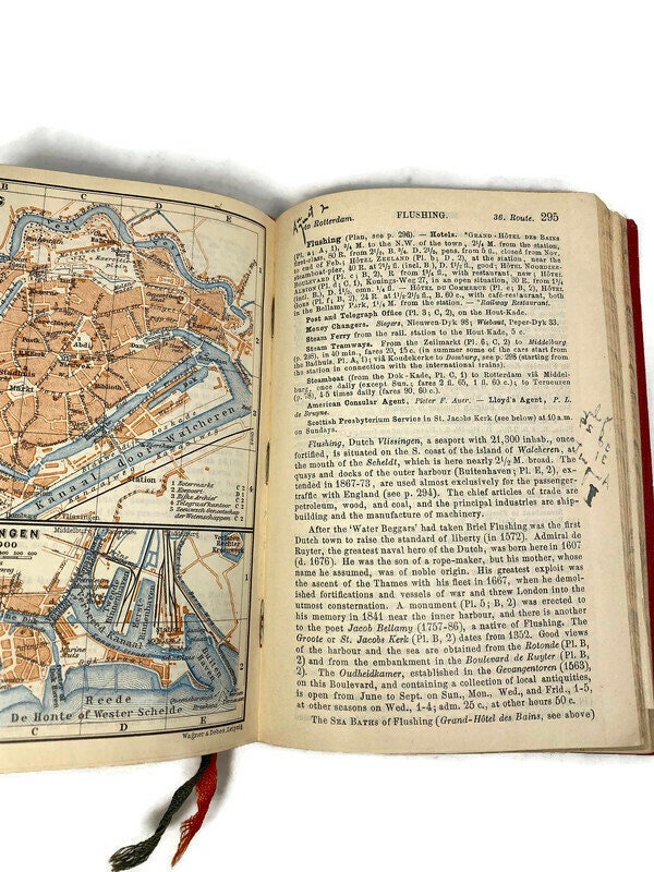 Antique 1910 Baedeker's Guide Book Belgium and Holland