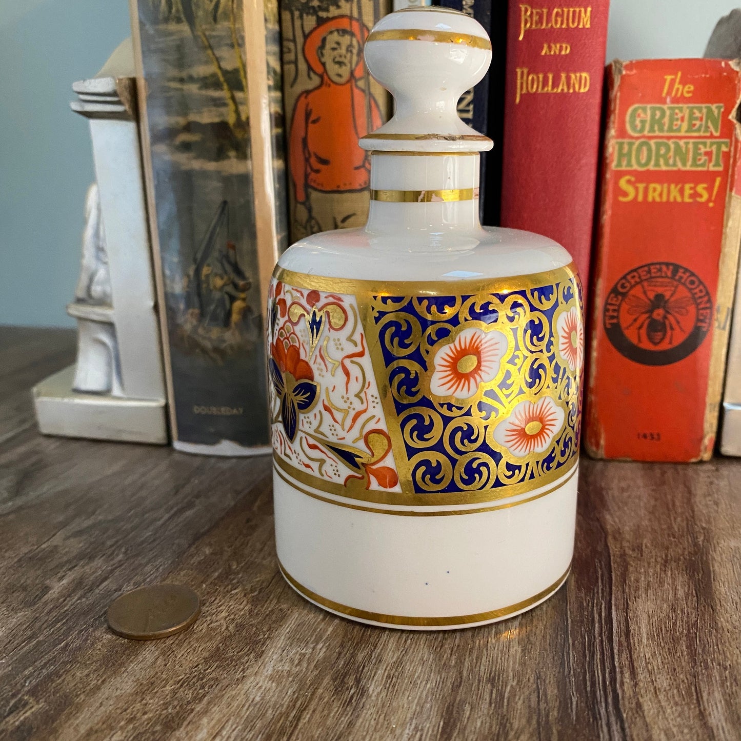 Vintage Ceramic Cologne Bottle with Stopper