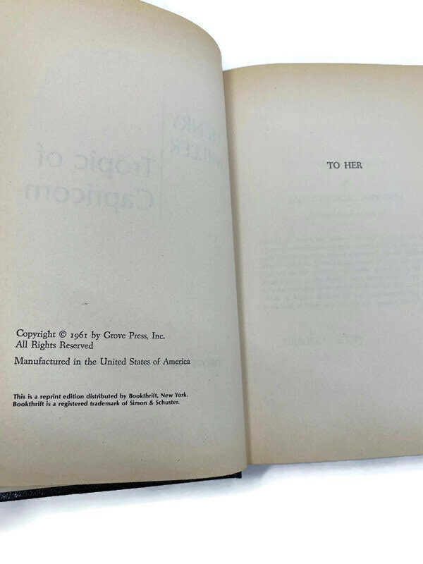 Vintage Book, Tropic of Capricorn by Henry Miller, First American Edition