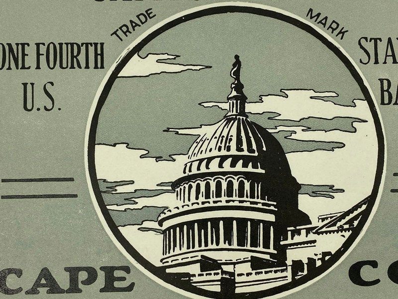 Vintage Fruit Label, Cape Cod Cranberries, The Capitol Building