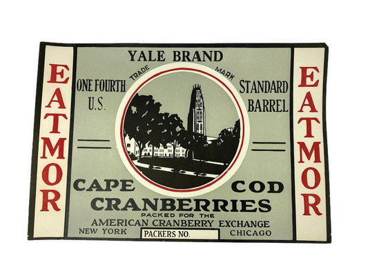 Vintage Fruit Label, Cape Cod Cranberries, Yale Brand