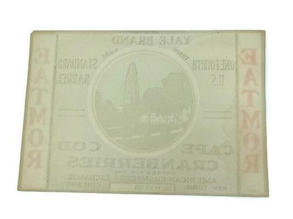Vintage Fruit Label, Cape Cod Cranberries, Yale Brand