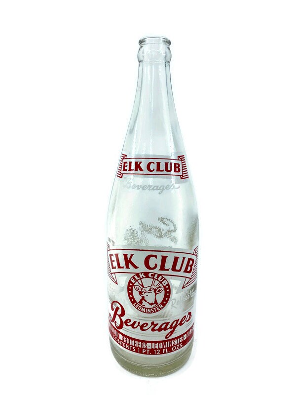 Vintage Elk Club Beverages Quart Bottle, Leominster, Massachusetts