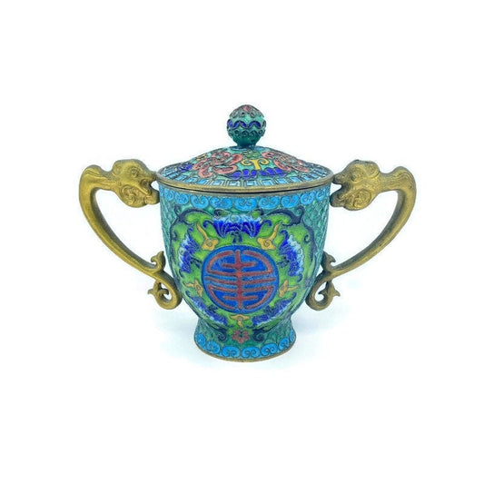 Vintage Chinese Champleve Cloisonné Urn with Lid at Duckwells