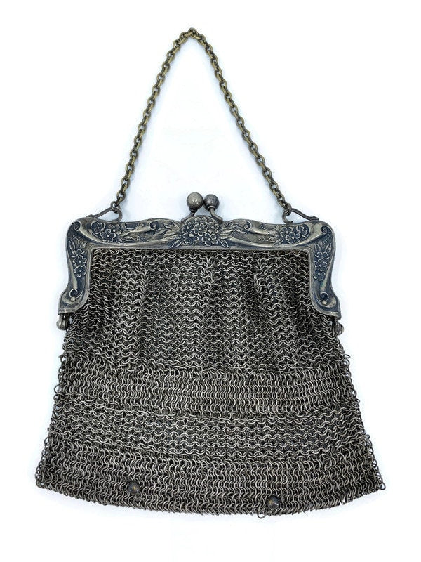 ANTIQUE 1920s-30s HHCCO German Silver Chain-link Mesh Woman's Hand Purse  Bag | eBay