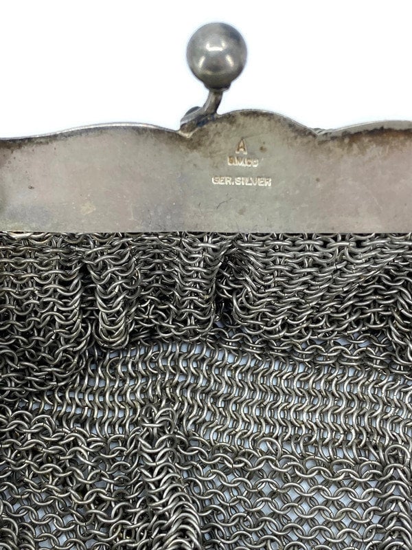 Antique German Silver Purse, Victorian Silver Mesh Bag