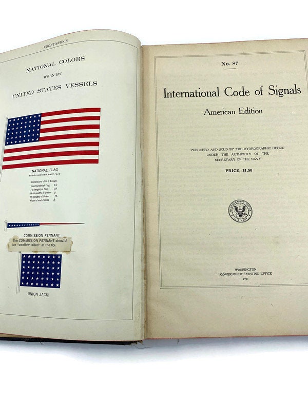 Rare Antique Book, International Code of Signals American Edition 1923