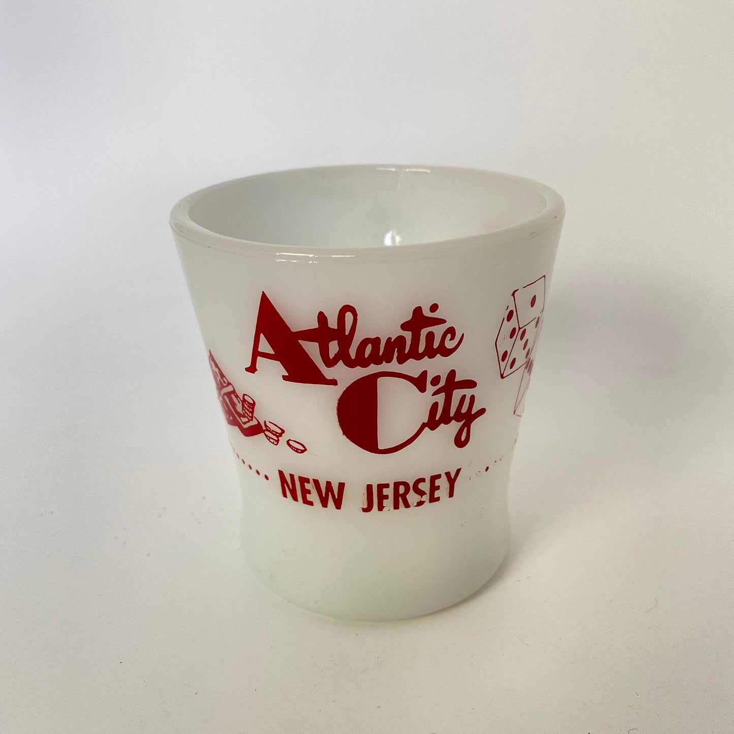 Vintage Atlantic City New Jersey White Glass Souvenir Mug