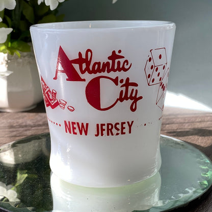 Vintage Atlantic City New Jersey White Glass Souvenir Mug