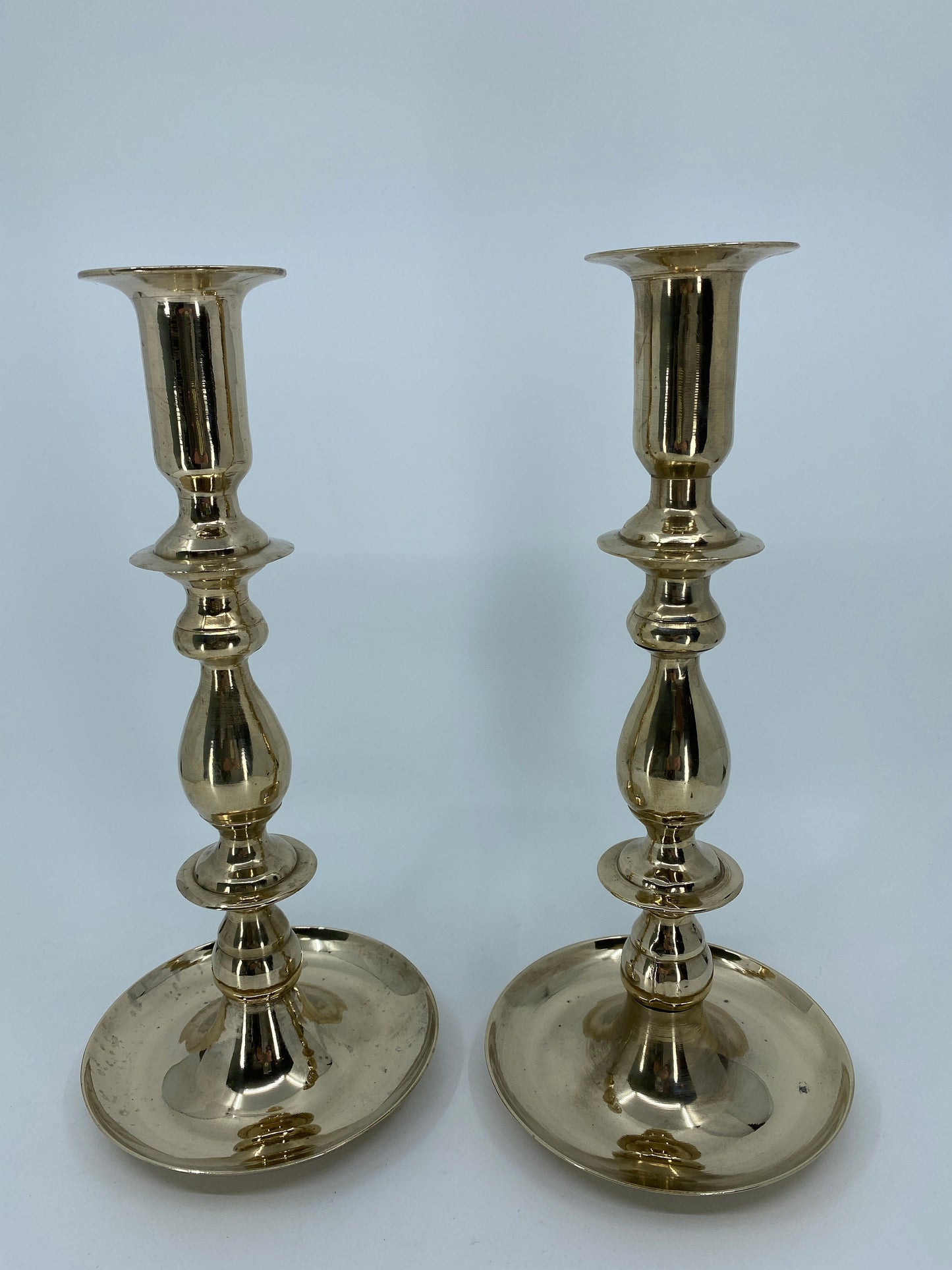 Vintage Brass Candlesticks, Pair of Tall Candle Holders