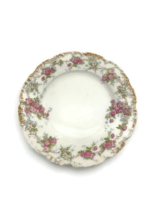 Antique French Porcelain Small Plate by J Pouyat, Limoges