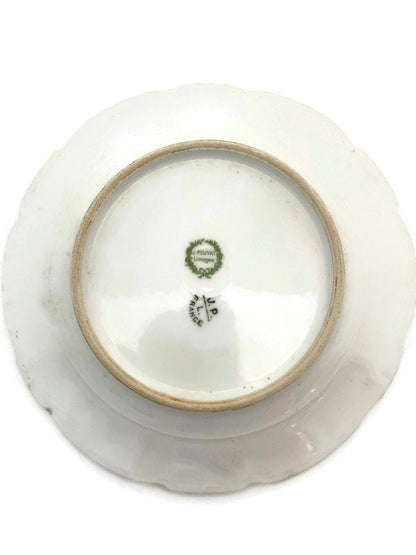 Antique French Porcelain Small Plate by J Pouyat, Limoges France