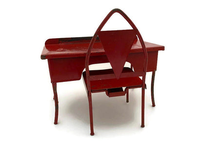 Vintage Doll Furniture - Metal Enamel Desk and Chair