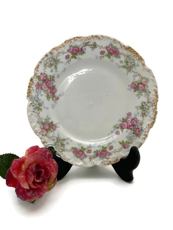 Antique French Porcelain Small Plate by J Pouyat, Limoges France