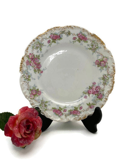 Antique French Porcelain Small Plate by J Pouyat, Limoges France