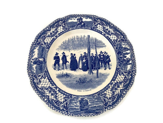 Vintage Crown Ducal Dinner Plate, Colonial Times, Going to Church