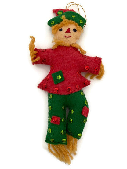 Midcentury Christmas Scarecrow Ornament