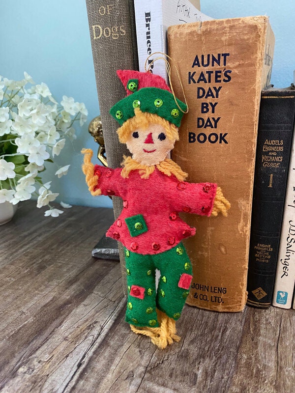 Midcentury Christmas Scarecrow Ornament