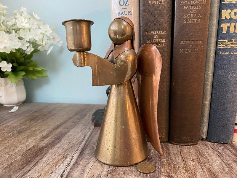 Vintage Brass Angel Candleholder