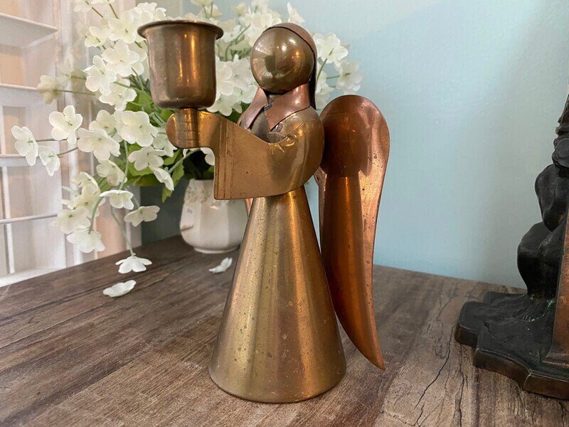 Vintage Brass Angel Candleholder