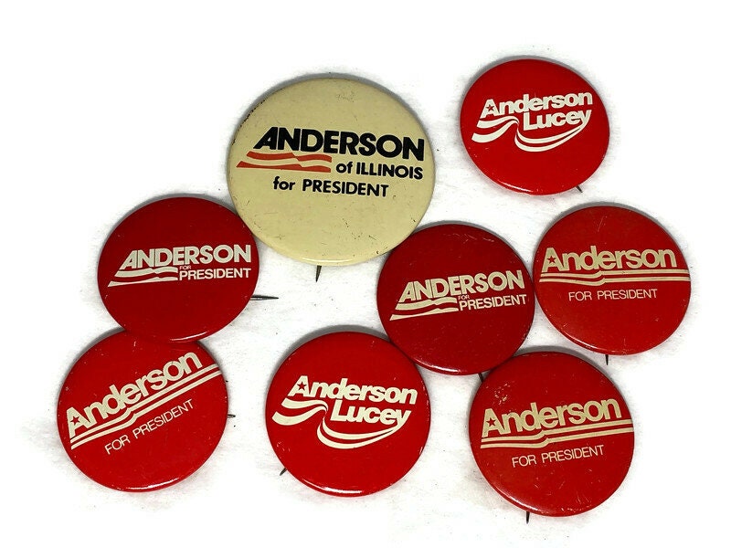 Vintage Anderson Presidential Campaign Buttons 1980