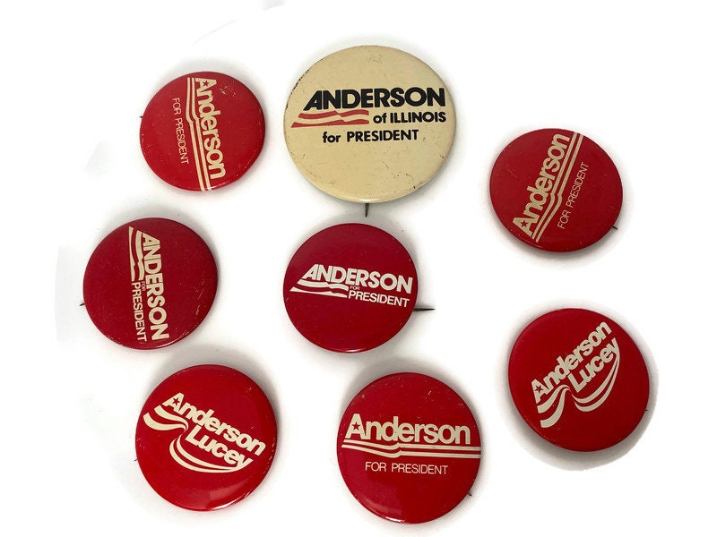 Vintage Anderson Presidential Campaign Buttons 1980