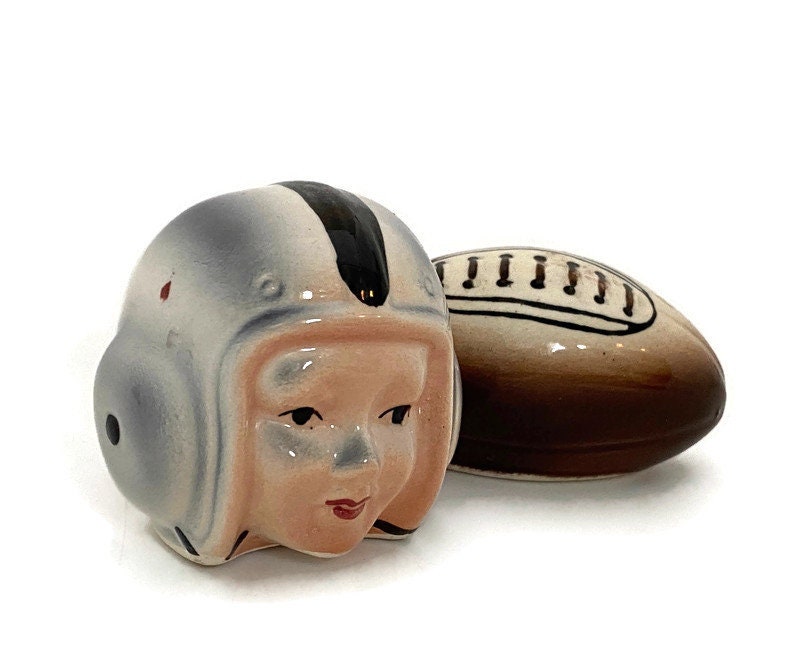 Vintage Football Player Salt and Pepper Shakers