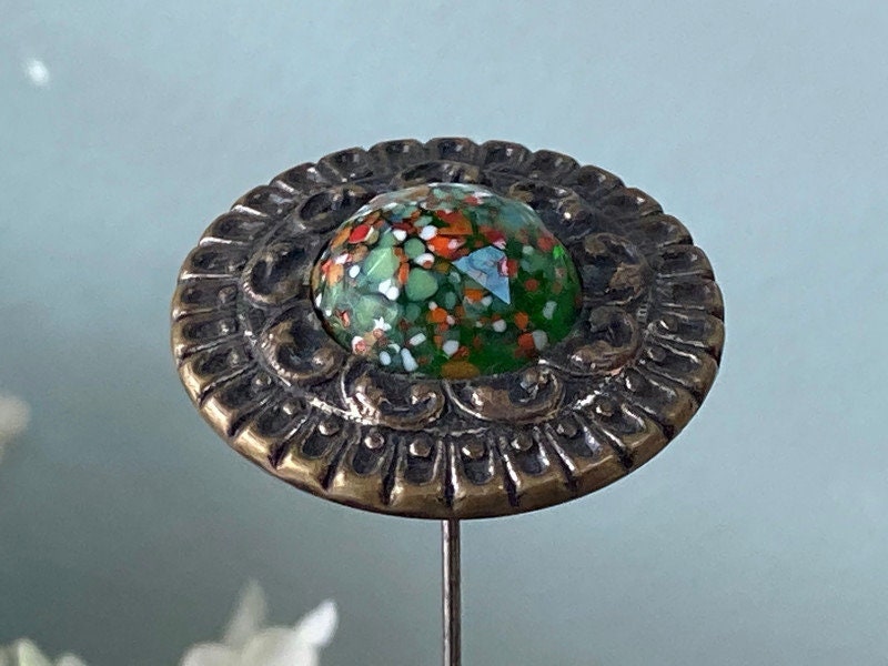 Antique Glass Stone Hat Pin
