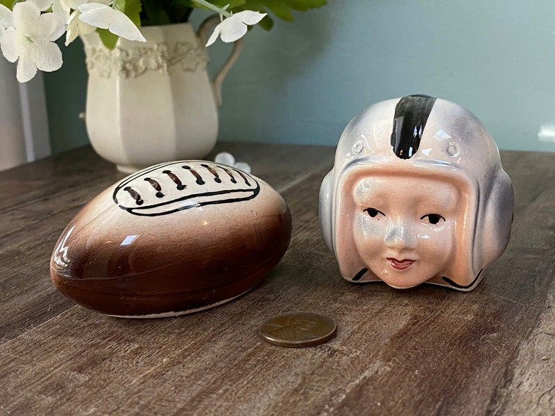 Vintage Football Player Salt and Pepper Shakers