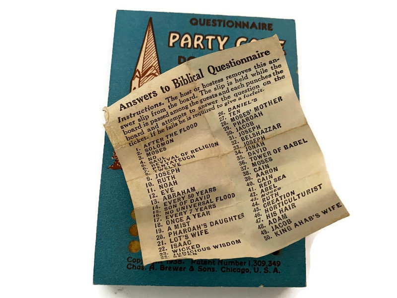 1938 Party Game, Do You Know Your Bible?