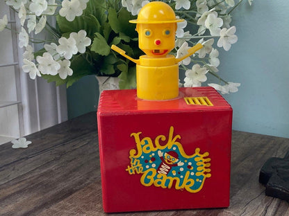 Vintage Jack in the Bank Mechanical Bank, Boston Advertising Bank