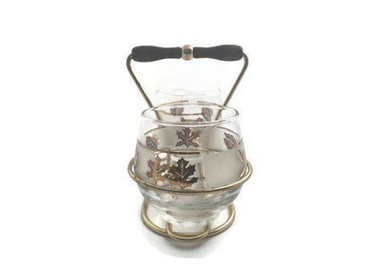Midcentury Libbey Glass Frosted Gold Leaf Sugar & Creamer