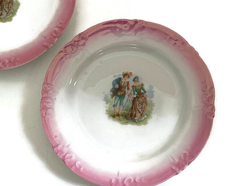 Vintage Small Plates with Center Courting Couple