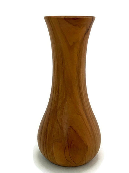 Midcentury turned Olive Wood Vase,  signed Oliv Art Lucca