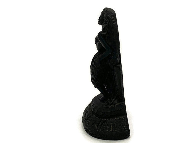 Midcentury Hawaiian Lava Figurine, Coco Joes Hula Dancer