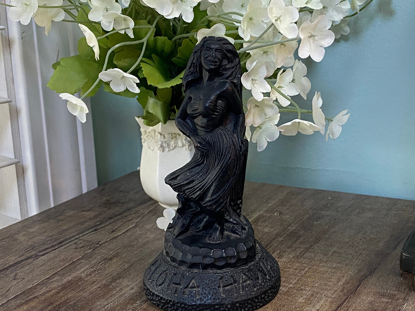 Midcentury Hawaiian Lava Figurine, Coco Joes Hula Dancer