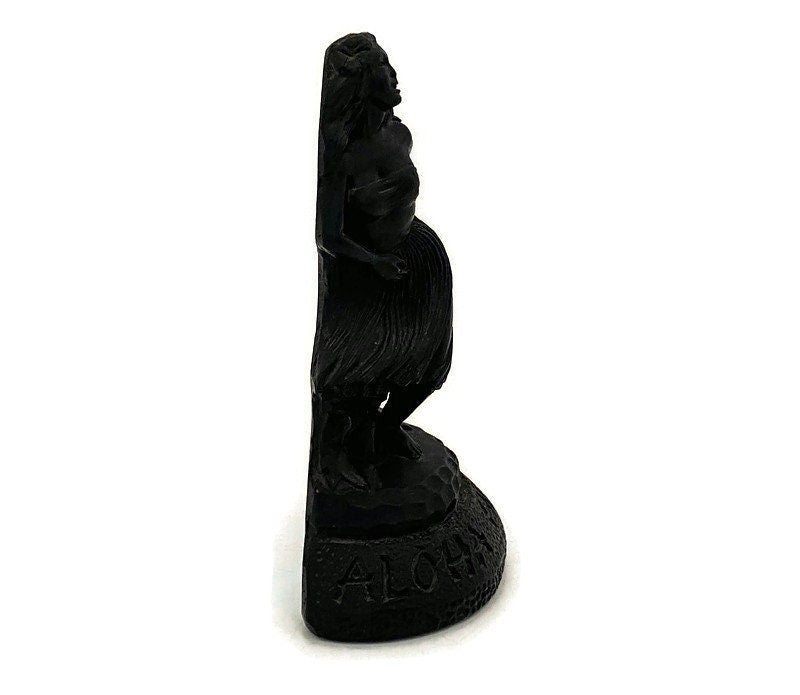 Midcentury Hawaiian Lava Figurine, Coco Joes Hula Dancer