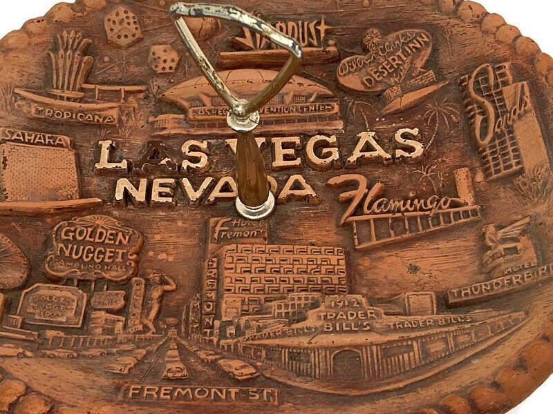 Midcentury Las Vegas Souvenir Serving Tray with Handle