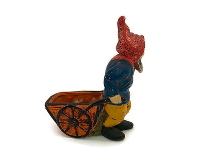 Vintage Gnome Pulling a Cart Figurine, Occupied Japan