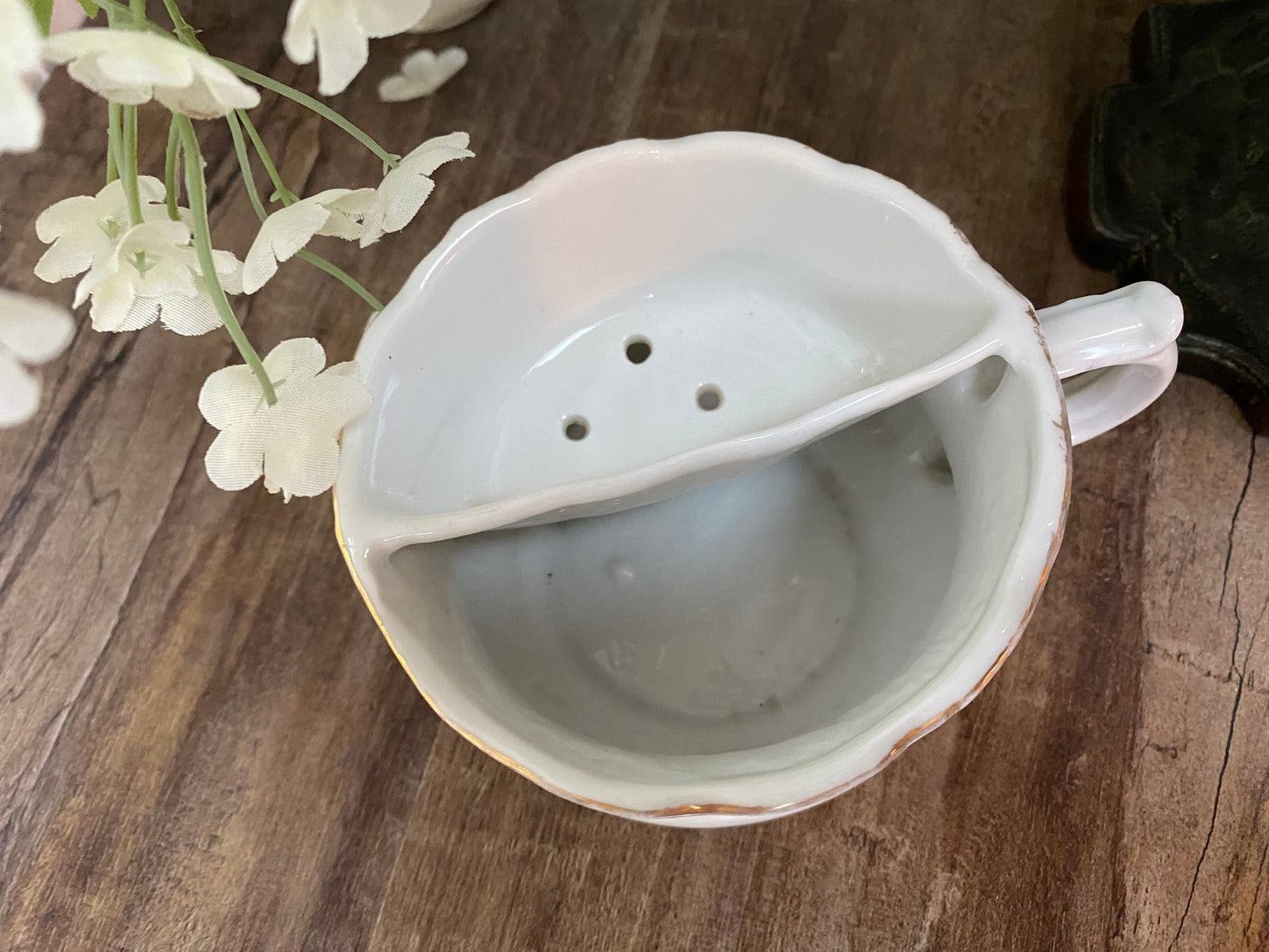 Antique Divided Porcelain Shaving Mug