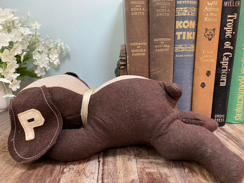 Midcentury Stuffed Toy Dog, Pete the College Pup