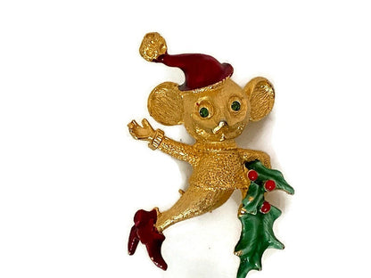 Vintage Christmas Mouse Pin by Mylu