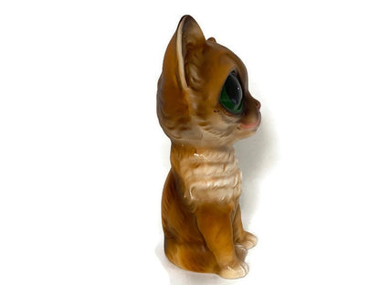 Mid Century Ceramic Big Eyed Cat Figurine