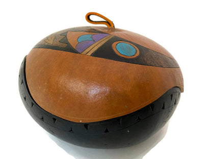 Vintage Decorated Gourd with Lid
